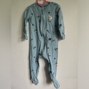 PekkleBabyUnisexBoyOrganicCottonSleeperPyjamasSpaceBlue18Months